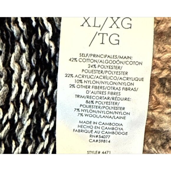 Cabi Women's Boyfriend Button V Neck Cardigan Black Tan Size XL - Picture 5 of 7